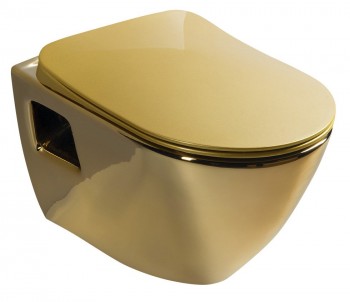 Sapho Paula - PAULA závěsná WC mísa, 35,5x50cm, zlatá