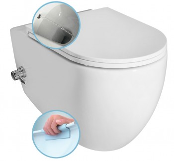 Sapho INFINITY - INFINITY CLEANWASH závěsná WC mísa Rimless, integrovaný ventil a bidet. sprška, 36,5x53cm, bílá