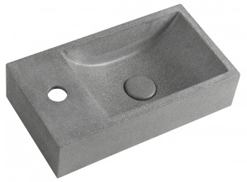 Sapho Small - CREST L betonové umývátko, nástěnné, včetně výpusti, 40x22cm, černý granit