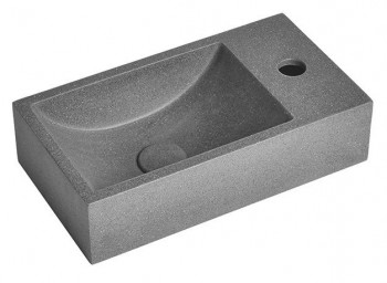 Sapho Small - CREST R betonové umývátko, nástěnné, včetně výpusti, 40x22cm, černý granit