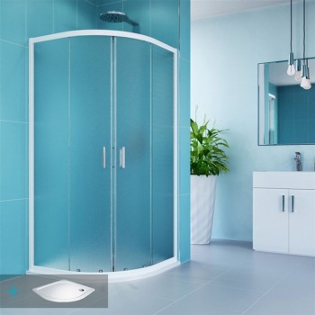Mereo Kora - Kora sprchový set: sprchový kout R550, bílý ALU, sklo Grape, 90 cm, vanička, sifon