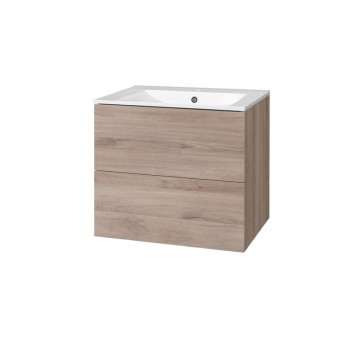 Mereo Aira - Aira, koupelnová skříňka s keramickym umyvadlem 61 cm, dub Kronberg