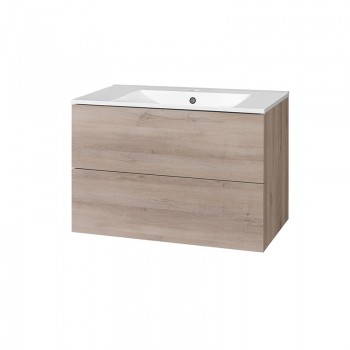 Mereo Aira - Aira, koupelnová skříňka s keramickym umyvadlem 81 cm, dub Kronberg