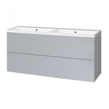 Mereo Aira - Aira, koupelnová skříňka s umyvadlem z litého mramoru 121 cm, šedá