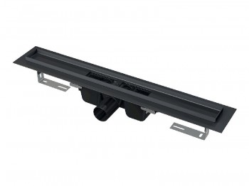 Alcadrain Pro více sérií - Podlahový žlab s okrajem pro perforovaný rošt 105 cm, černá mat