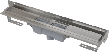 Alcadrain Flexible - Podlahový žlab 1150 mm s okrajem pro perforovaný rošt s nastavitelným límcem ke stěně
