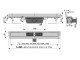 Alcadrain Flexible - Podlahový žlab 650 mm s okrajem pro perforovaný rošt nastavitelným límcem ke stěně | APZ4-650
